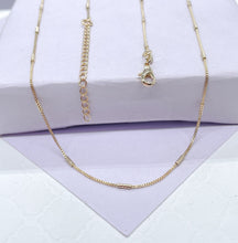 Load image into Gallery viewer, 18k Gold Filled Box Chain Necklace: Dainty Interspaced Bar, 16 Inch