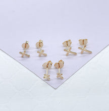 Load image into Gallery viewer, 18k Gold Filled Cross Stud Earrings: Dainty Christian Jewelry