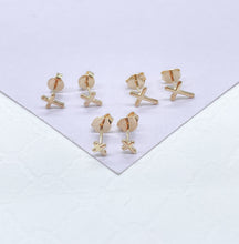 Load image into Gallery viewer, 18k Gold Filled Cross Stud Earrings: Dainty Christian Jewelry
