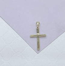 Load image into Gallery viewer, 18k Gold Filled 2 Inch Tall Dainty Cross With Micro CZ