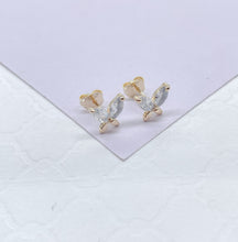 Load image into Gallery viewer, 18k Gold Filled Butterfly Stud Earrings with Marquise Cut Stone