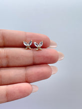 Load image into Gallery viewer, 18k Gold Filled Butterfly Stud Earrings with Marquise Cut Stone