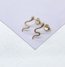 Load image into Gallery viewer, 18k Gold Filled Snake Stud Earrings: Dainty Animal Jewelry