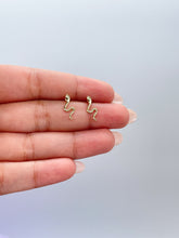 Load image into Gallery viewer, 18k Gold Filled Snake Stud Earrings: Dainty Animal Jewelry