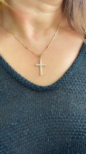 Load image into Gallery viewer, 18k Gold Filled 2 Inch Tall Dainty Cross With Micro CZ