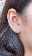 Load image into Gallery viewer, 18k Gold Filled Cross Stud Earrings: Dainty Christian Jewelry