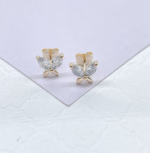 Load image into Gallery viewer, 18k Gold Filled Butterfly Stud Earrings with Marquise Cut Stone