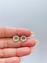 Load image into Gallery viewer, 18k Gold Filled Round Dainty Crowned Pave Four Leaf Clover Stud Earring