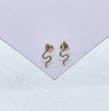 Load image into Gallery viewer, 18k Gold Filled Snake Stud Earrings: Dainty Animal Jewelry
