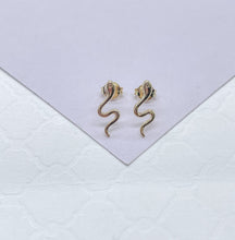 Load image into Gallery viewer, 18k Gold Filled Snake Stud Earrings: Dainty Animal Jewelry