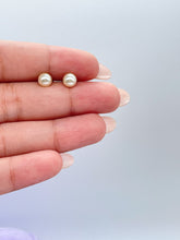 Load image into Gallery viewer, 18k Gold Filled Simulated Pearl Stud Earrings: Dainty 6mm Studs