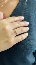 Load image into Gallery viewer, 18k Gold Filled Mid Beaded CZ Cross Ring, Cross Jewlery, Dainty Ring