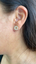 Load image into Gallery viewer, 18k Gold Filled Round Dainty Crowned Pave Four Leaf Clover Stud Earring