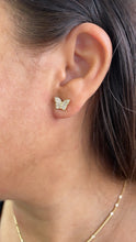 Load image into Gallery viewer, 18k Gold Filled CZ Butterfly Stud Earrings: Dainty Jewelry