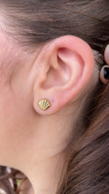 Load image into Gallery viewer, 18k Gold Filled Set of 3 Sea Shell Textured Stud Earrings, Beach Jewlery, Dainty Studs, Conch Jewlery, Sea Shell Jewlery