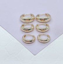Load image into Gallery viewer, 18k Gold Filled Plain Tear Drop Shaped Huggie Hoop Earrings In Three Sizes