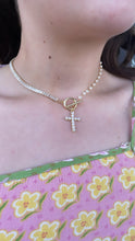 Load image into Gallery viewer, 18k Gold Filled Half Baguette Tennis & Half Pearl Necklace Chain Choker