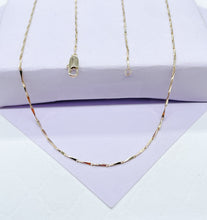 Load image into Gallery viewer, 18k Gold Filled 18 Inch Thin Dainty Long Bar Spear Shaped Link Chain