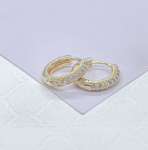 Load image into Gallery viewer, 18k Gold Filled Huggie Earrings with Micro CZ