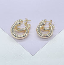 Load image into Gallery viewer, 18k Gold Filled 6.5mm Thick Plain Smooth Open Ended Hoop Earrings