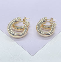 Load image into Gallery viewer, 18k Gold Filled 6.5mm Thick Plain Smooth Open Ended Hoop Earrings