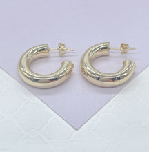 Load image into Gallery viewer, 18k Gold Filled 6.5mm Thick Plain Smooth Open Ended Hoop Earrings