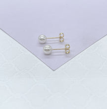 Load image into Gallery viewer, 18k Gold Filled Simulated Pearl Stud Earrings: Dainty Jewelry Supplies