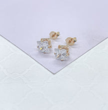 Load image into Gallery viewer, 18k Gold Filled Cubic Zirconia Square Stud Earrings