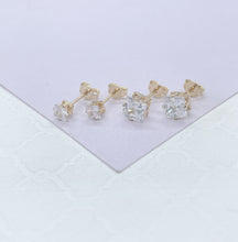 Load image into Gallery viewer, 18k Gold Filled Cubic Zirconia Square Stud Earrings, Princess Cut Square Studs, Diamond Cut studs, Stud Earrings, Dainty Studs
