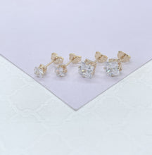Load image into Gallery viewer, 18k Gold Filled Cubic Zirconia Square Stud Earrings
