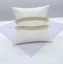 Load image into Gallery viewer, 18k Gold Filled Beaded Bracelet: Dainty Elastic Bracelet
