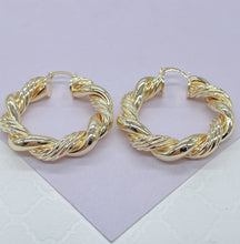 Load image into Gallery viewer, 18k Gold Filled XL Style Smooth Plain Twisted Hoop Earrings Available in 3 Sizes