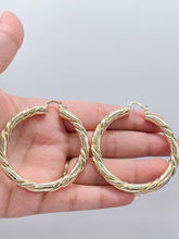 Load image into Gallery viewer, 18k Gold Filled Croissant Hoop Earrings: Chunky Twisted Texture