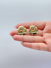Load image into Gallery viewer, 18k Gold Filled Art Deco Earrings: Handmade Con-Cave Plate Dangle