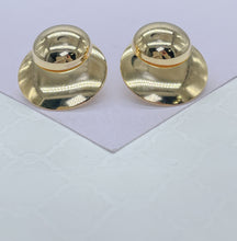 Load image into Gallery viewer, 18k Gold Filled Art Deco Earrings: Handmade Con-Cave Plate Dangle