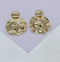 Load image into Gallery viewer, 18k Gold Filled Art Deco Earrings: Handmade Textured Dangle Earrings