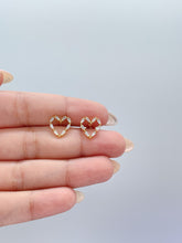 Load image into Gallery viewer, 18k Gold Filled Baguette Heart Stud Earrings
