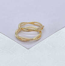 Load image into Gallery viewer, 18k Gold Filled Twisted Ring with Micro CZ Pave