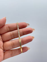 Load image into Gallery viewer, 18k Gold Filled Simple Thin 3mm Half Herringbone and Tennis Chain Choker Set, Birthday Gift, Gifts For her, Dainty Set, Dainty Chokers