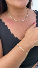 Load image into Gallery viewer, 18k Gold Filled Choker Set: Herringbone Chain & Tennis Bracelet