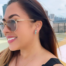 Load image into Gallery viewer, 18k Gold Filled Iridescent, Mini Brick-Stone Shaped Stud Earring , Art Novau Earrings, Gifts For Her, Birthday Gift