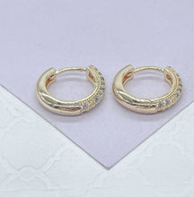 Load image into Gallery viewer, 18k Gold Filled Huggie Earrings with Micro CZ