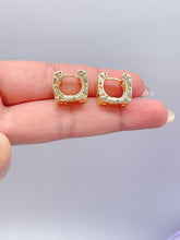 Load image into Gallery viewer, 18k Gold Filled Square Huggie Earrings: Clover Cutout Hoops