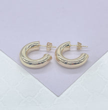 Load image into Gallery viewer, 18k Gold Filled 6.5mm Thick Plain Smooth Open Ended Hoop Earrings