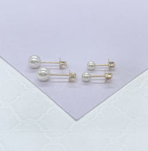 Load image into Gallery viewer, 18k Gold Filled Simulated Pearl Stud Earrings: Dainty Jewelry Supplies
