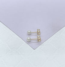 Load image into Gallery viewer, 18k Gold Filled Simulated Pearl Stud Earrings: Dainty Jewelry Supplies