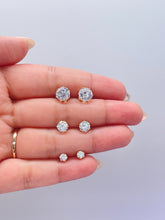 Load image into Gallery viewer, 18k Gold Filled CZ Studs: Dainty Round Earrings, 3 Sizes