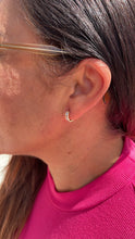 Load image into Gallery viewer, 18k Gold Filled Small Children’s Baguette Stone Huggie Hoop Earrings