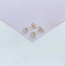 Load image into Gallery viewer, 18k Gold Filled Cubic Zirconia Square Stud Earrings, Princess Cut Square Studs, Diamond Cut studs, Stud Earrings, Dainty Studs