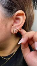 Load image into Gallery viewer, 18k Gold Filled Plain Smooth Dainy Long Bar Huggie Hoop Earring